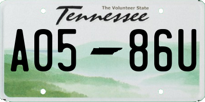 TN license plate A0586U
