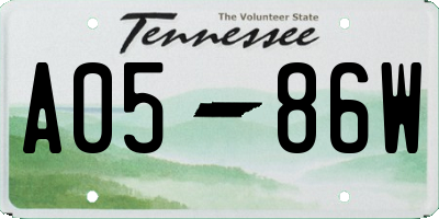 TN license plate A0586W