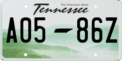 TN license plate A0586Z