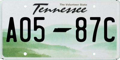 TN license plate A0587C