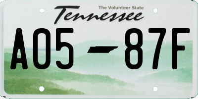 TN license plate A0587F