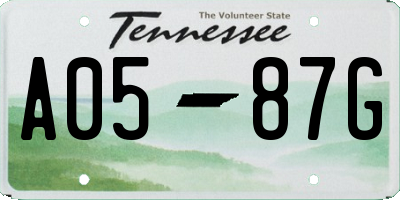 TN license plate A0587G