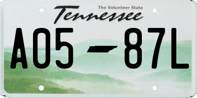 TN license plate A0587L