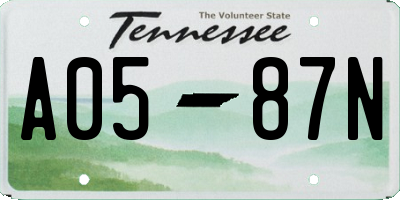 TN license plate A0587N