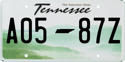 TN license plate A0587Z