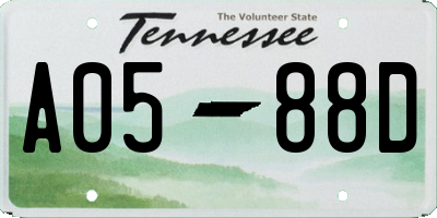 TN license plate A0588D