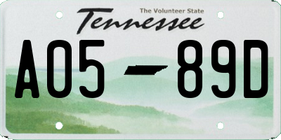 TN license plate A0589D