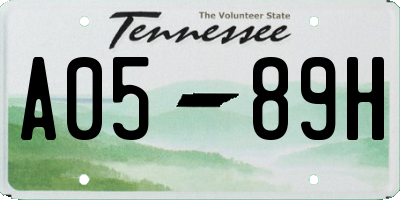 TN license plate A0589H
