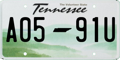TN license plate A0591U