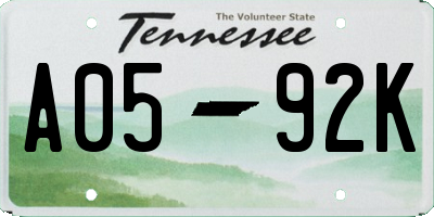 TN license plate A0592K