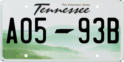TN license plate A0593B