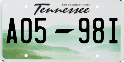 TN license plate A0598I