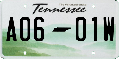 TN license plate A0601W