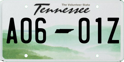 TN license plate A0601Z
