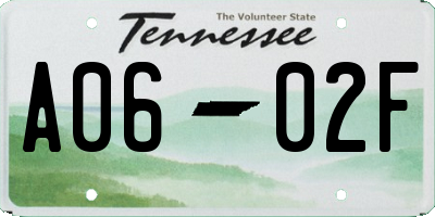 TN license plate A0602F