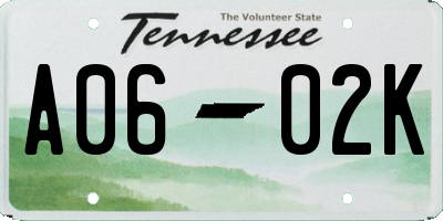 TN license plate A0602K