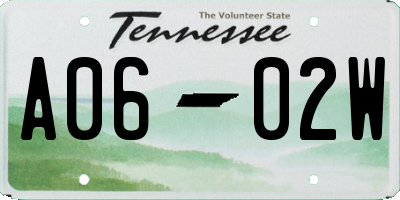 TN license plate A0602W