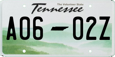 TN license plate A0602Z