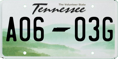 TN license plate A0603G