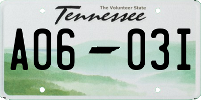 TN license plate A0603I