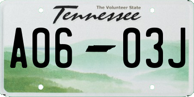 TN license plate A0603J