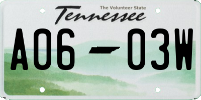 TN license plate A0603W