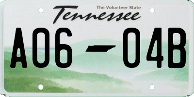 TN license plate A0604B
