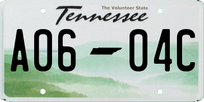 TN license plate A0604C
