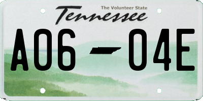 TN license plate A0604E