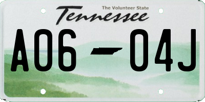TN license plate A0604J