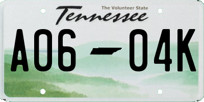 TN license plate A0604K