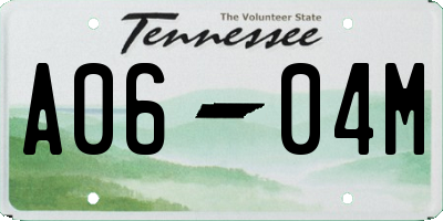 TN license plate A0604M