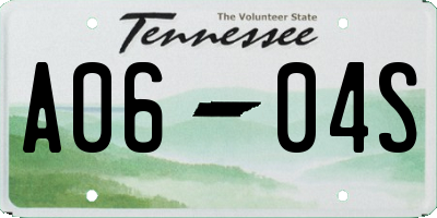 TN license plate A0604S