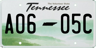 TN license plate A0605C