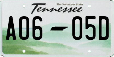 TN license plate A0605D