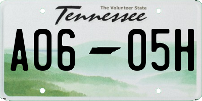 TN license plate A0605H