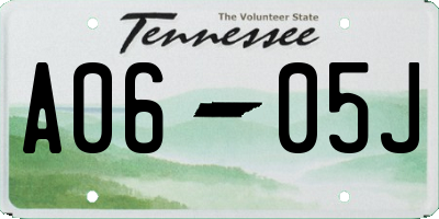 TN license plate A0605J