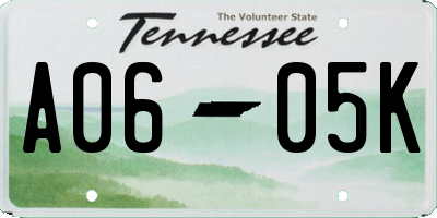 TN license plate A0605K