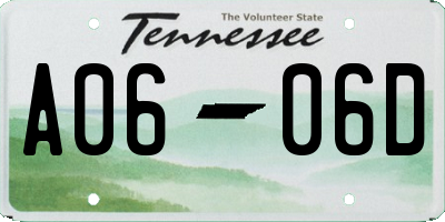 TN license plate A0606D