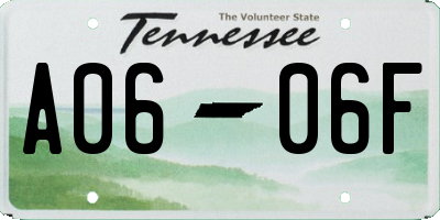 TN license plate A0606F