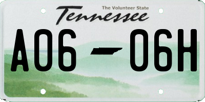 TN license plate A0606H