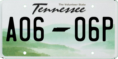 TN license plate A0606P