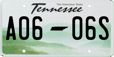 TN license plate A0606S