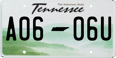 TN license plate A0606U