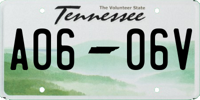 TN license plate A0606V