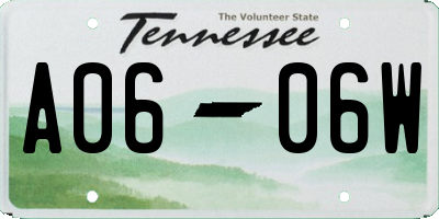 TN license plate A0606W
