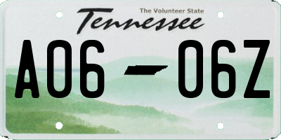 TN license plate A0606Z