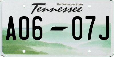 TN license plate A0607J