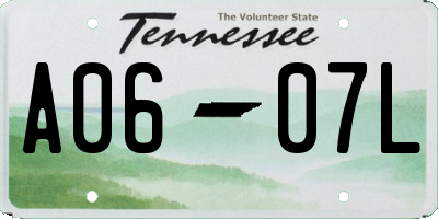TN license plate A0607L