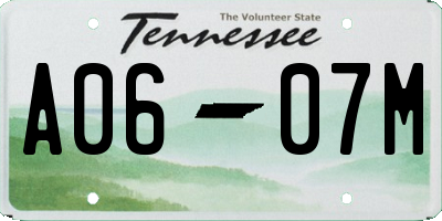 TN license plate A0607M